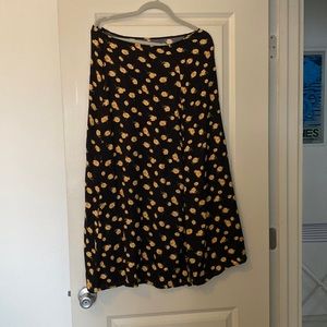 Reformation Black and Yellow Midi Skirt